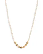 Ettika Pave & Cultured Freshwater Pearl Polished Pebble Beaded Collar Necklace in 18K Gold Plated, 15-18