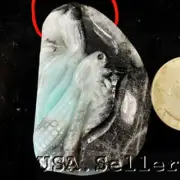 Unusual! Natural Amazonite Carved Dragonfly Pendant Bead 53x36x12mm