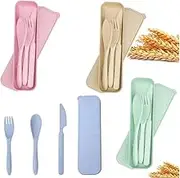 DACUAN 4 Pack Travel Cutlery Set with Case, Reusable Spoon Knife Forks Utensil Set, Portable Travel Utensils for Kids Adult Travel Picnic Camping Or Birthday, Anniversary Use