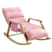 Rocking Chair, Indoor Recliner, Patio Comfy Reading with PU leather Cushion, Grand patio Rocking Chair for Balcony, Front Porch, Garden, Living Room, Pink