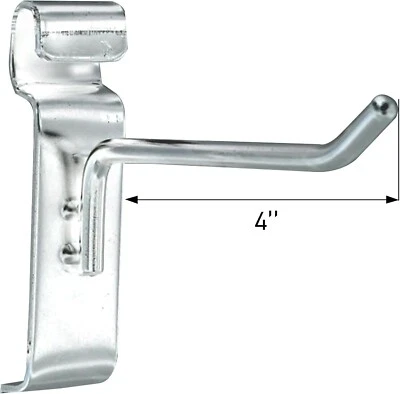 Gridwall Hooks Hook Pegs 4" Wire Slat Grid 100 Chrome 6mm Tubing Retail Display