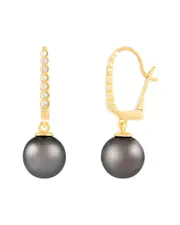 Splendid Pearls 14K 0.07 ct. tw. Diamond 8-9mm Pearl Earrings