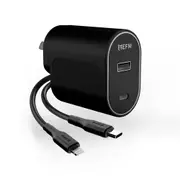 EFM 60W Dual Port Wall Charger Type C to Lightning Cable 1M Black