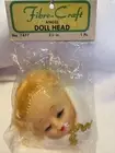 Fibre Craft 3.5 in. Angel Doll Head With Wings Collared Goldtone Vintage #7477