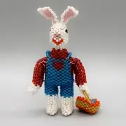 ZUNI-BUNNY WITH EASTER BASKET by CLAUDIA CELLICION-NATIVE AMERICAN BEADWORK