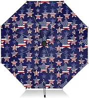 [RPLIFE] Travel Umbrella Windproof Collapsible Umbrella, Umbrellas for Backpacks/Handbags, Rain, Wind and Sun, Striped Stars Us Flag Navy