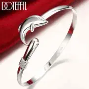 DOTEFFIL 925 Sterling Silver Dolphin Bangle Bracelet Women Fashion Charm Jewelry