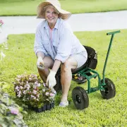 CostwayRolling Garden Cart Scooter with Seat and Tool Storage-Green
