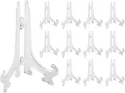 13cm Clear Plastic Easels Or Stand/Plate Holders to Display Pictures Or Other Items at Weddings, Home Decoration, Birthdays, Tables (12 Pack) by Super Z Outlet