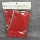 New Crate & Barrel Full Professional Size Red W/Black& White Striped Trim Apron
