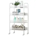 4 Tire Alloy Carbon Steel Matte Finish Storage Organizer Trolley Racks and Shelf