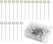 100 Pcs Sewing Pins, Ball Head Pins, White Round Pearl Headed Pins for Wedding, Jewelry, Flower DIY Decoration, Quilting, Craft and Sewing Project