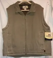 Woolrich Tan Denim Vest Fleece Lined Full Zip Jacket Mens Sz XL Cotton NEW