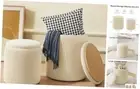 Beige Ottoman with Storage Set of 2, Upholstered Velvet Vanity Stool, Comfy