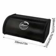 Iron Bread Box with Flip Top Lid - Square Reusable Bread Storage Container for Kitchen Countertop Black-black lines Large Size