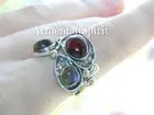 Armenian Spirit Garnet wine red Labradorite blue ring silver 925 Vintage jewelry