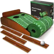 Golf Putting Mat-Indoor Golf Putting Green Training Putting Mat with Ball Return