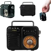 Retrowave 7-in-1 Radio, Portable Radio Rechargeable with Bluetooth/Tf/U Disk/Aux Playback, Sos Alarm，Sleep Timer, Flashlight, Suitable for Indoor Decoration, Camping,Black