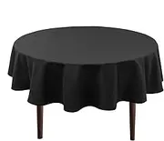 Hiasan Round Tablecloth 50 Inch - Waterproof Stain Resistant Spillproof Polyester Fabric Table Cloth for Dining Room Kitchen Party, Black
