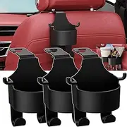4Pcs Car Cup Holder Back Seat, Multifunctional Hook for Car Seat Back, Universal Car Drink Cup Holder, 2 in 1 Car Hook & Backseat Cup Holder, Car Seat Headrest Cup Holder With Hooks