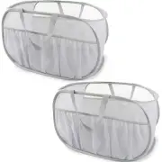 2 Pack Collapsible Laundry Baskets, Upgrade Pop Up Laundry Hamper with Conven...