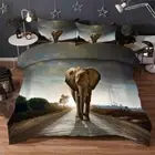 Road Gray Elephant 3D Printing Duvet Quilt Doona Covers Pillow Case Bedding Sets