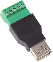 USB2.0 Type A Female to 5Pin Screw w/Shield Terminal Plug Adapter Connector
