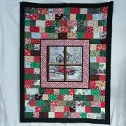 New, handmade Patchwork Christmas Quilt, cuddly soft flannel back 50 x 66 Gift!
