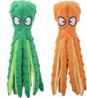 Dog Squeaky Toys Octopus - No Stuffing Crinkle Plush Toys for Puppy Teething