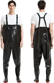 [BSASHB] Fishing Waders Fishing Waders Chest Waders for Men Women Hunting Chest Waders with Boots Waterproof Breathable Crosswater Fishing Bib Pants-Black||40