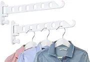 SKIKEN White Laundry Drying Rack with Swing Arm, Wall Mounted Clothes Hanging Rack, Swing Away, Folding Valet Hook, Sturdy Coat Hanger Holder for Laundry Closet (2-Pack, White)
