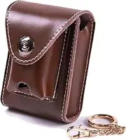 [Lorxilar] Leather Cigarette Case with Lighter Holder and Belt Loop Cigarette Box for Men and Women Unisex,One Size,Brown