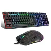 Gaming Keyboard and Mouse for Mac PC PS5 PS4 Xbox One Gamers, RGB Black Combo
