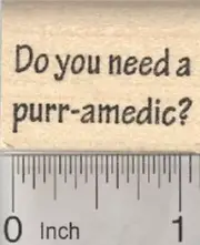 Cat Get Well Saying Rubber Stamp, Do you need a purr-amedic? D28716 WM