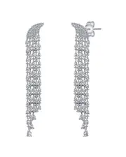Genevive Silver CZ Statement Earrings