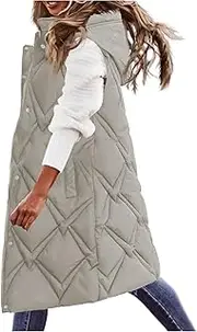 Women's 2023 Autumn Reversible Vests Sleeveless Fleece Jacket Long Warm Winter Coat Outerwear Zip Hoodie Pockets, A5-Green, XX-Large, A5 Green, XX-Large