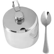 Stainless Steel with Lid and Spoon Sugar Bowl Seasoning Jar Seasoning Jar Tableware Container