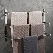 Multilayer Towel Bar Towel Rack Towel Rail,Stainless Steel 3-TierTowel Bar Storage Shelf for Bathroom 30cm~70cm Towel Holder (Black/Chrome/Brushed Golden/Brush