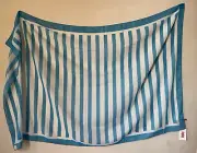 SOLID & STRIPED $88 The Pareo Beach Sarong Scarf Peacock Blue White Stripe-NEW