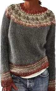 [Valtorixia] Women Long Sleeve Retro Lightweight Pullover Cashmere Sweater Knitted Sweater Vintage Long Sleeve