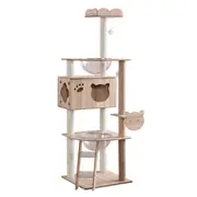 Fin 163Cm Wooden Cat Tree Tower Scratching Post Scratcher Cats Condo House
