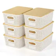 Plastic Storage Baskets With Bamboo Lid - Plastic Storage Containers Stackabl...