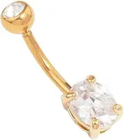 [Lovisa] Gold Plated Surgical Steel Cubic Zirconia Classic Claw Belly Ring | Premium PVD Gold-Plating | Hypoallergenic