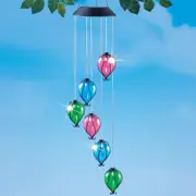 Solar LED Colorful Hot Air Balloon Mobile Wind Chime Light Hanging Garden Decor
