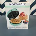 Nostalgia My Mini Waffle Maker Personal Waffles Teal Aqua NEW Sealed Box