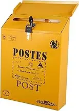 SEWACC 1Pc Vintage Letter Box with Lock Wall Mounted Retro Mailbox for Envelopes Newspapers Complaints Durable Material Stylish Home Decor Space Saving Design