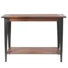 LuxenHome Console Table 30.13" Wood Top Metal Frame w/ Open Bottom Shelf Brown
