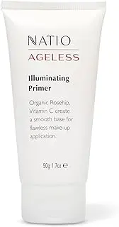 Natio Australia Ageless Illuminating Primer 50g - Radiance Boosting Makeup Primer - Rosehip Oil, Vitamin C, Aloe Vera & Shea Butter - Smoothing Base for Flawless Makeup Application - Made in Australia