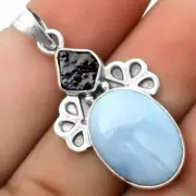 Owyhee Opal & Blue Sapphire Rough 925 Sterling Silver Pendant Jewelry P-1576