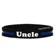 1 Uncle Thin Blue Line Wristband, Quality Debossed Color Filled Bracelet